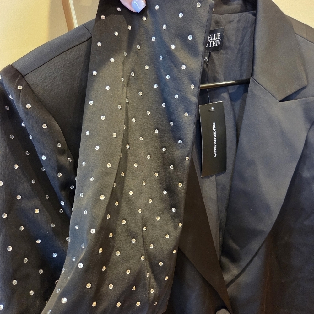 NWT Danielle Bernstein x Macy's Studded Sleeve Black Tuxedo Blazer Jacket Small - Picture 6 of 16